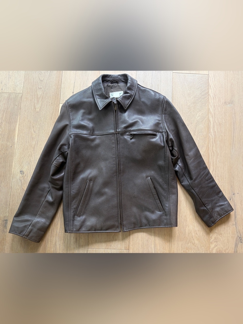 LL Bean goatskin vintage brown leather jacket - size large